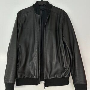 Theory Leather Zip Bomber Jacket